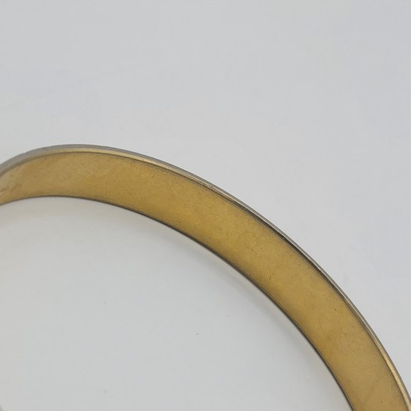 1980s Vintage Gold Plated Textured Classic Bangle Bracelet Diamond Cut Geometric - Picture 9 of 11